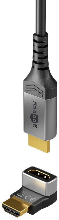 Goobay 72009 Hdmi Angled Adapter 90° Vertical, 8k @ 60 Hz, Gold-Plated, Black, Silver