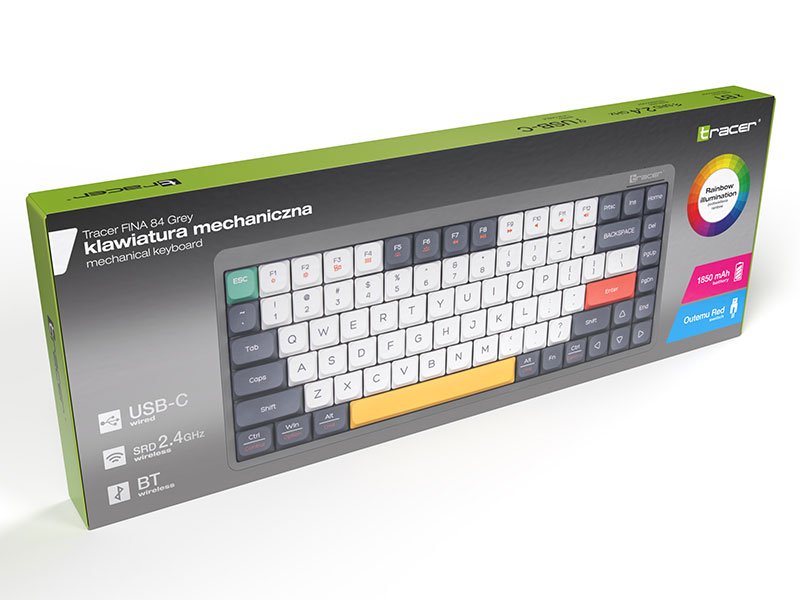 Teclado Mecánico Tracer Fina 84 Grey (Outemu Red Switch) Trakla47279
