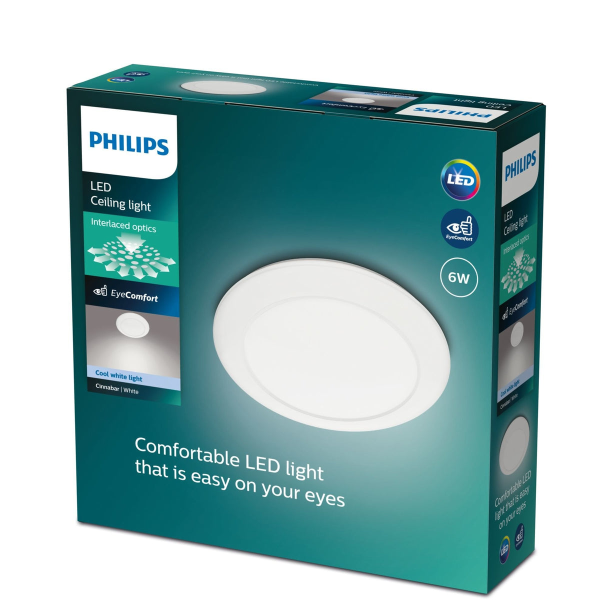 Plafón Interior De Led 6w 640lm 4000k Luz Dia Mod. Cinnabar Ø25x7cm Philips