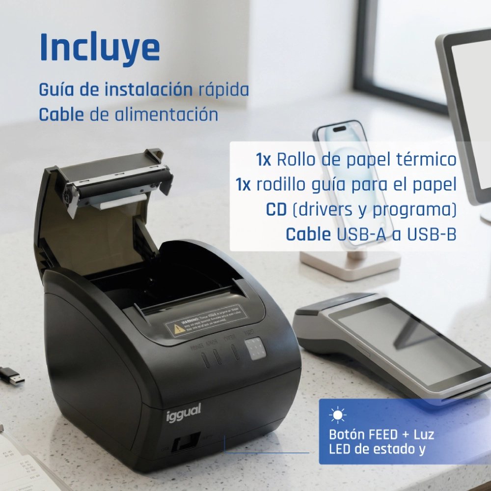 EAN 8435364319321 - iggual TP Easy 80 WiFi 203 x 203 DPI Inalámbrico y alámbrico Transferencia térmica Impresora de recibos imagen 10