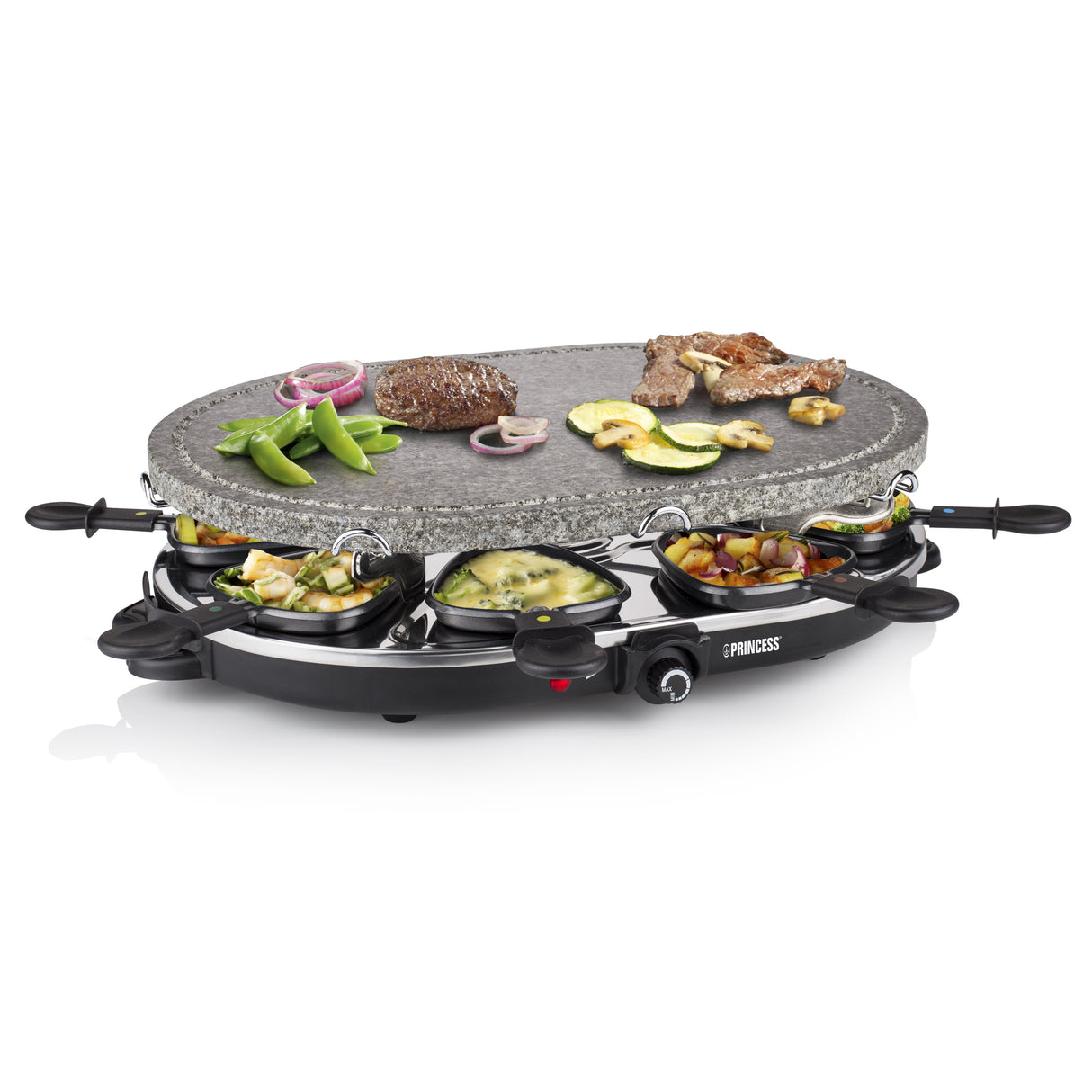 Parrilla Princess Stone 8 Oval & Raclette 162720 1200w Tamaño 43*30cm