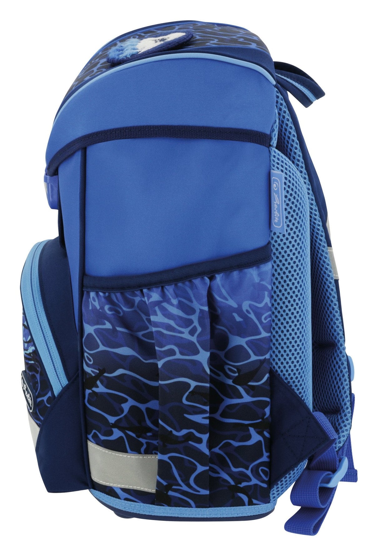 Mochila Escolar Herlitz Ultralight Azul, Estuche Estudiante Con 16 Piezas, Mocasines Ovalados, Bolsa De Deporte, 2 Aplicaciones 50046164