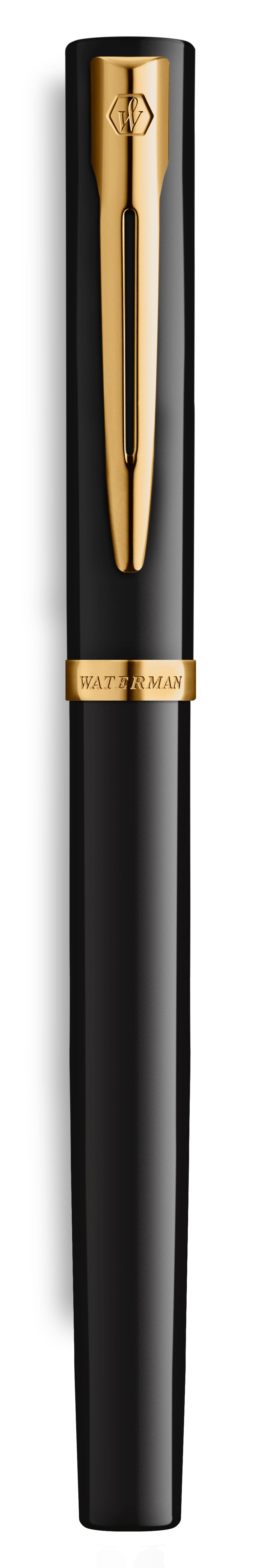 Waterman Pluma Estilográfica Impression Negro Lack Gt M Azul Caja De Regalo