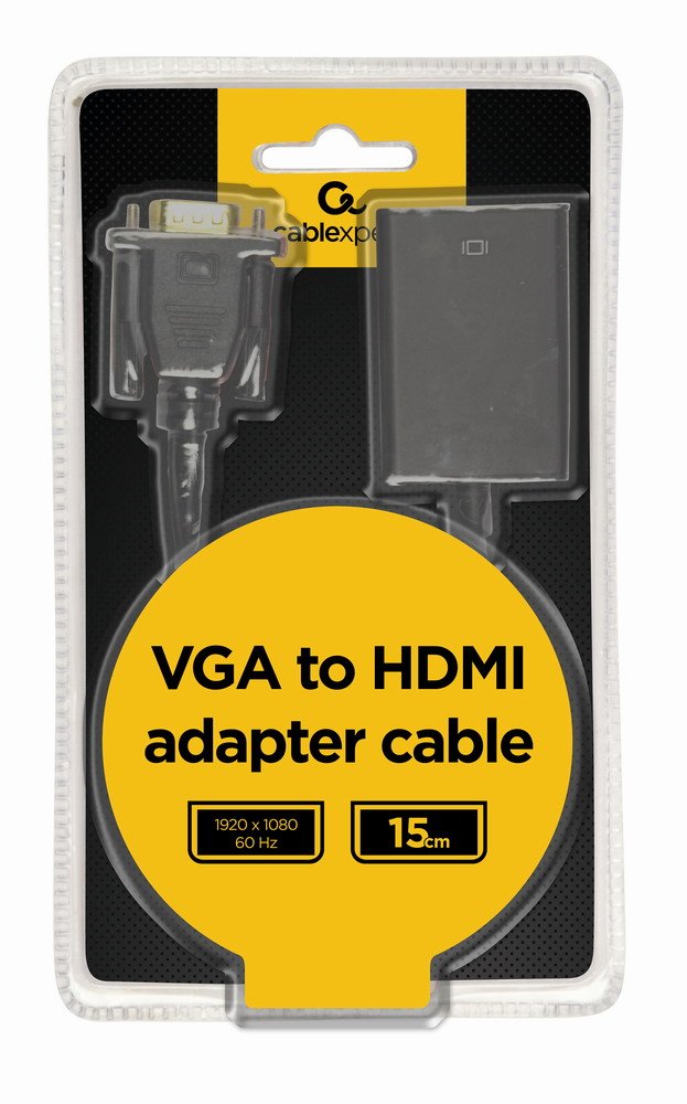 Gembird Adaptador Vga A Hdmi Con Audio Jack 3.5mm 0.15m Negro A-Vga-Hdmi-01