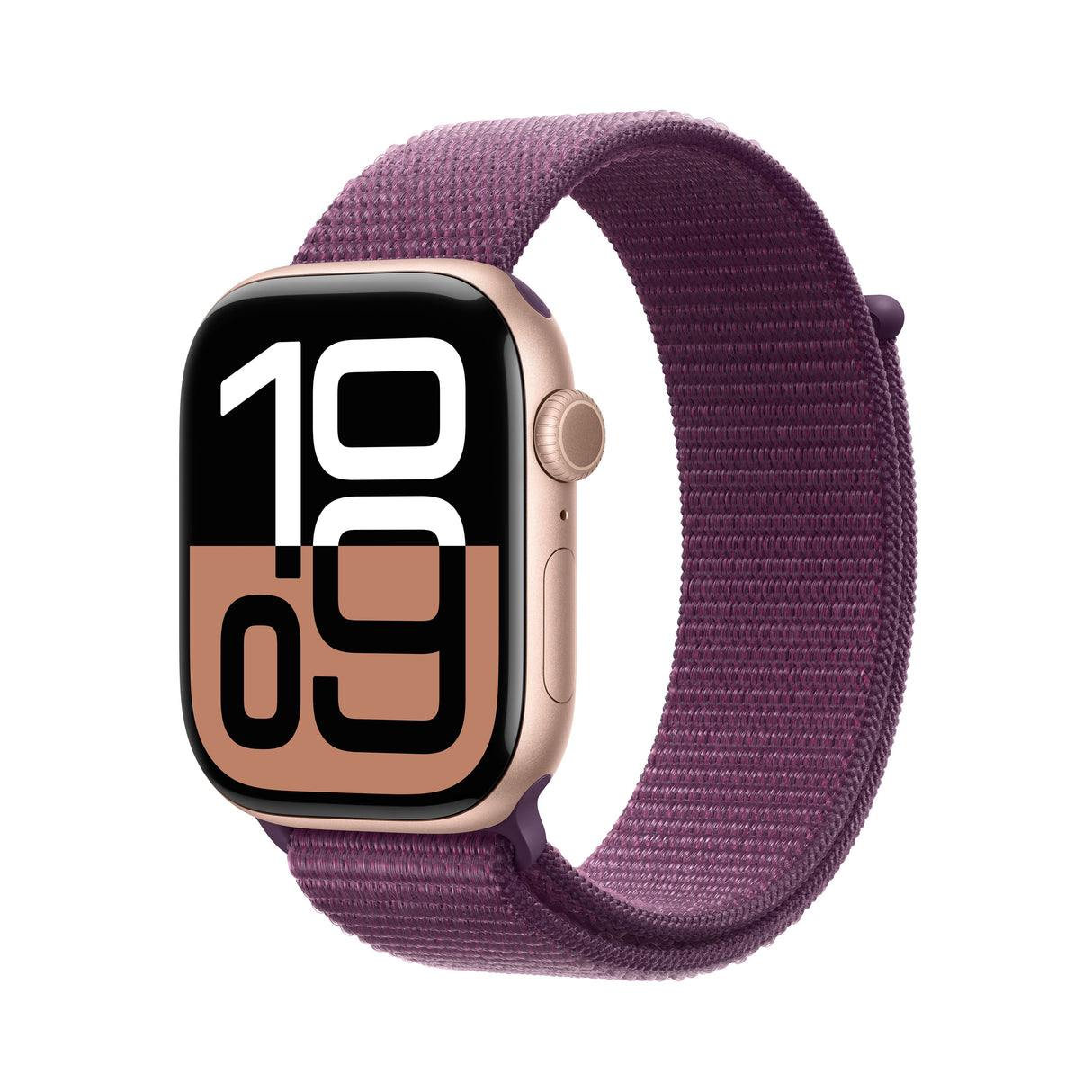 Apple Watch Series 10, Smartwatch Oro Rosa, Aluminio, 46 ??Mm, Sport Loop Ciruela, Celular Mwy83qf/A