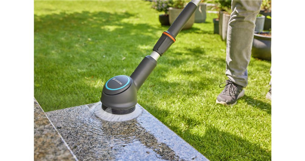 Accesorio De Cepillo De Disco Gardena, Para Multilimpiador Inalámbrico Aquabrush, Cepillo De Lavado Gris/Turquesa, Unidad Completa Con Cepillo De Disco Suave 14846-20