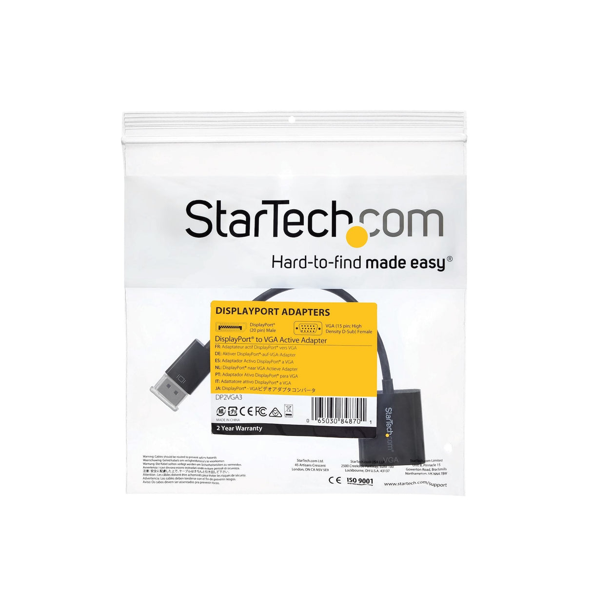 EAN 0065030848701 - StarTech.com DP2VGA3 adaptador de cable de vídeo 0,1 m VGA (D-Sub) Negro imagen 6