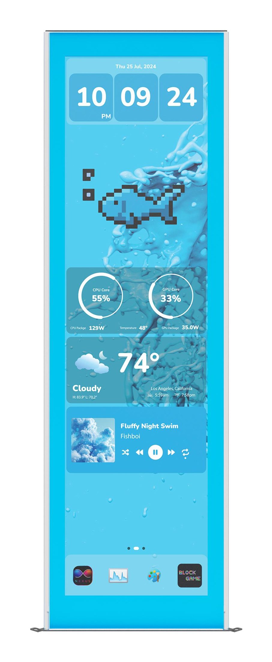Hyte Y70 Actualización De Pantalla Táctil Blueberry Milk 36,8 Cm (14,5 Pulgadas), Azul, Pantalla Táctil De 14,5 Pulgadas Acc-Hyte-Lk-Y7tti-Bm