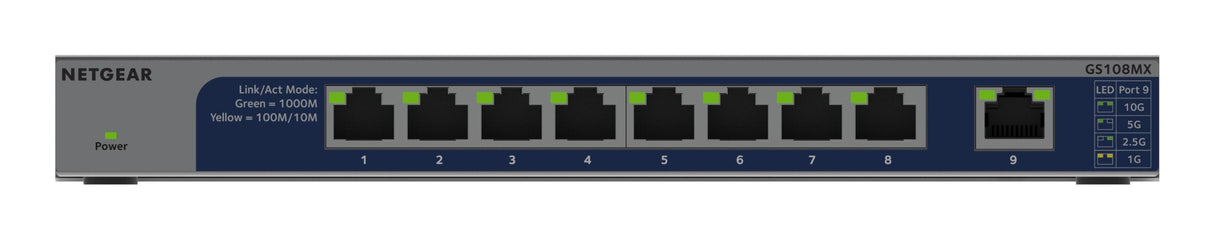 EAN 0606449168396 - NETGEAR GS108MX-100EUS switch No administrado L2 Gigabit Ethernet (10/100/1000) Montaje en pared/escritor imagen 1