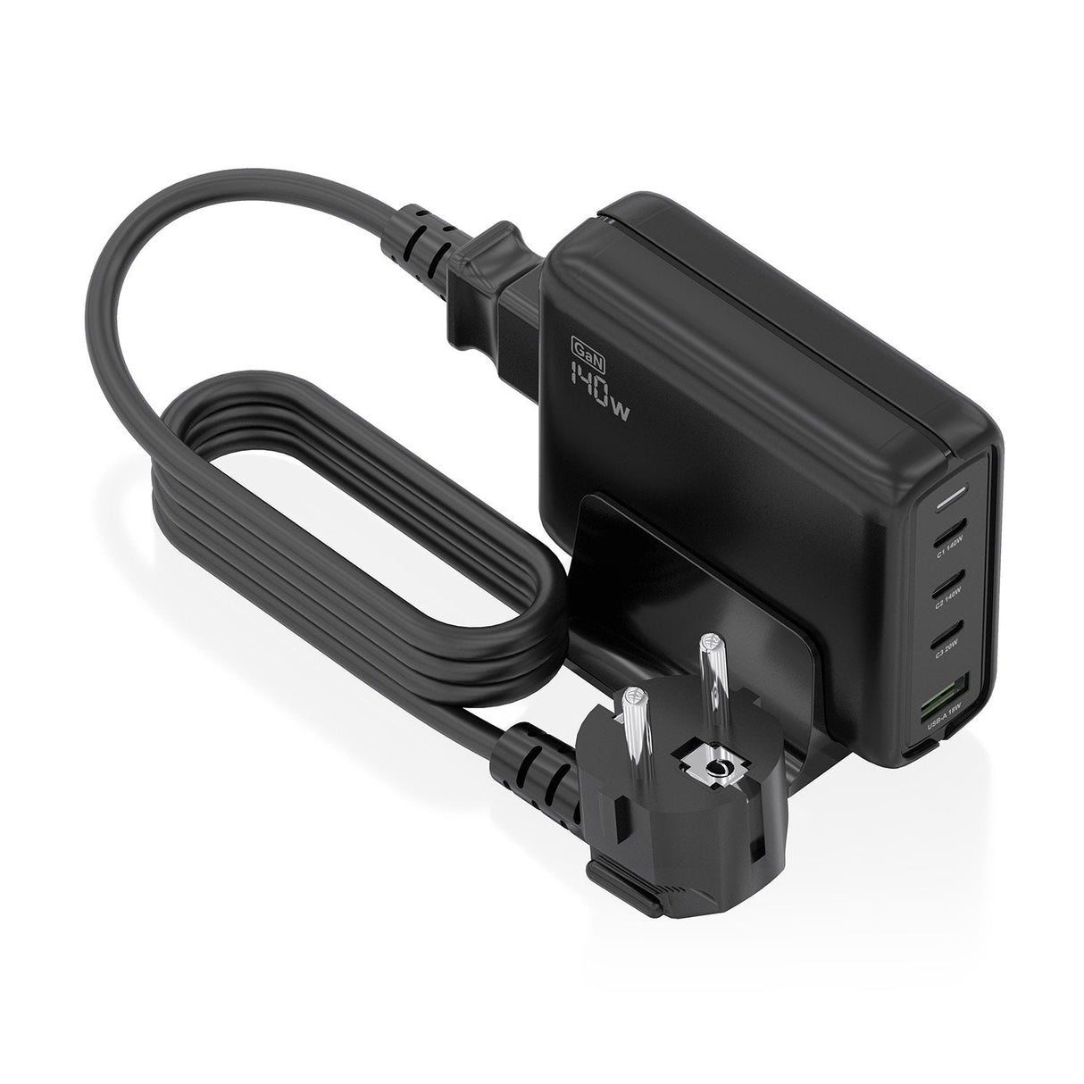 Aisens Cargador Sobremesa Gan 140w, 3xusb-C Pd3.1 Qc4.0 Qc5.0, 1xusb-A Qc3.0, Negro