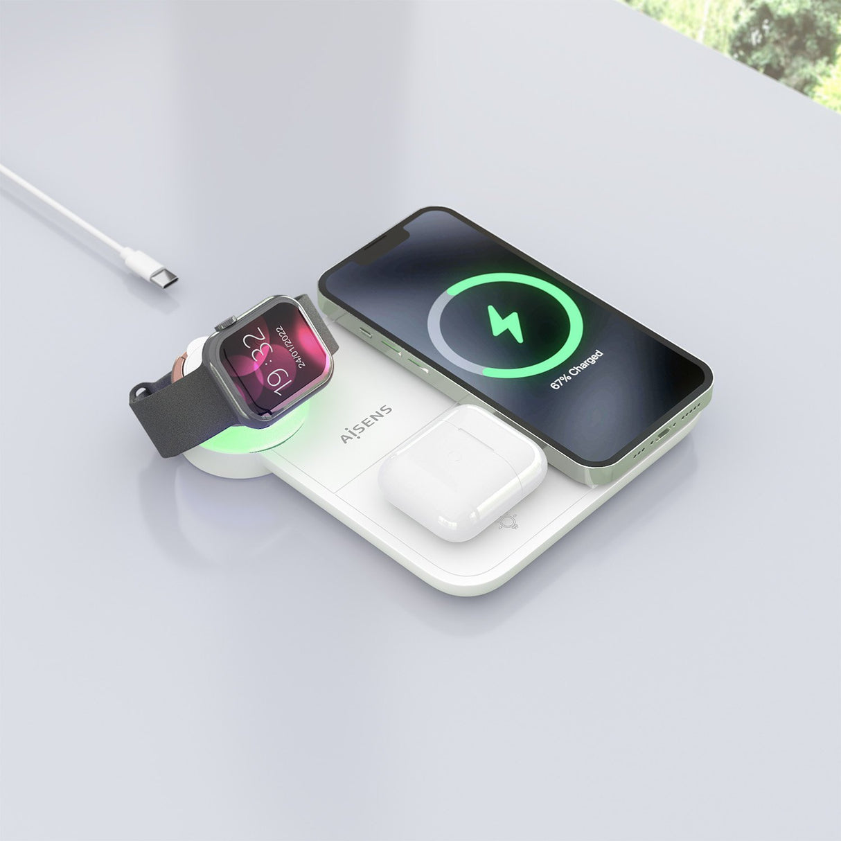 EAN 8435739903483 - AISENS ASCH-15W4WC061-W cargador de dispositivo móvil Auriculares, Smartphone, Reloj inteligente Cargador imagen 7