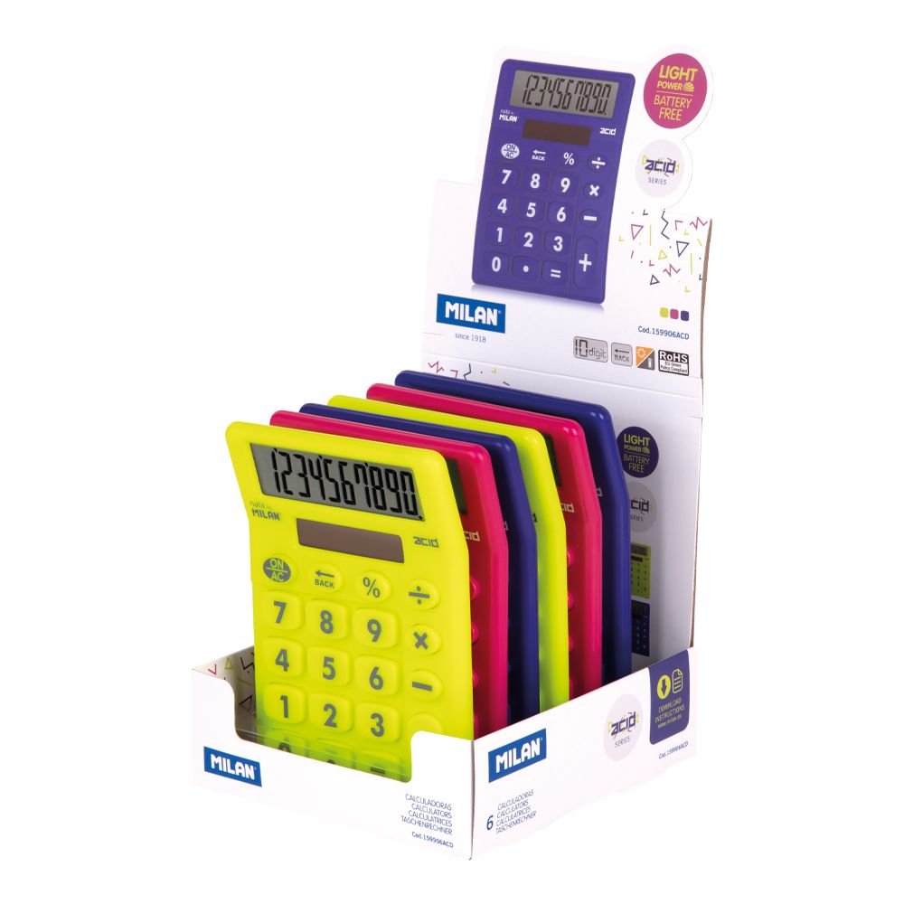 EAN 8411574105992 - Milan 159906ACD calculadora Escritorio Calculadora básica Azul, Rosa, Amarillo imagen 1