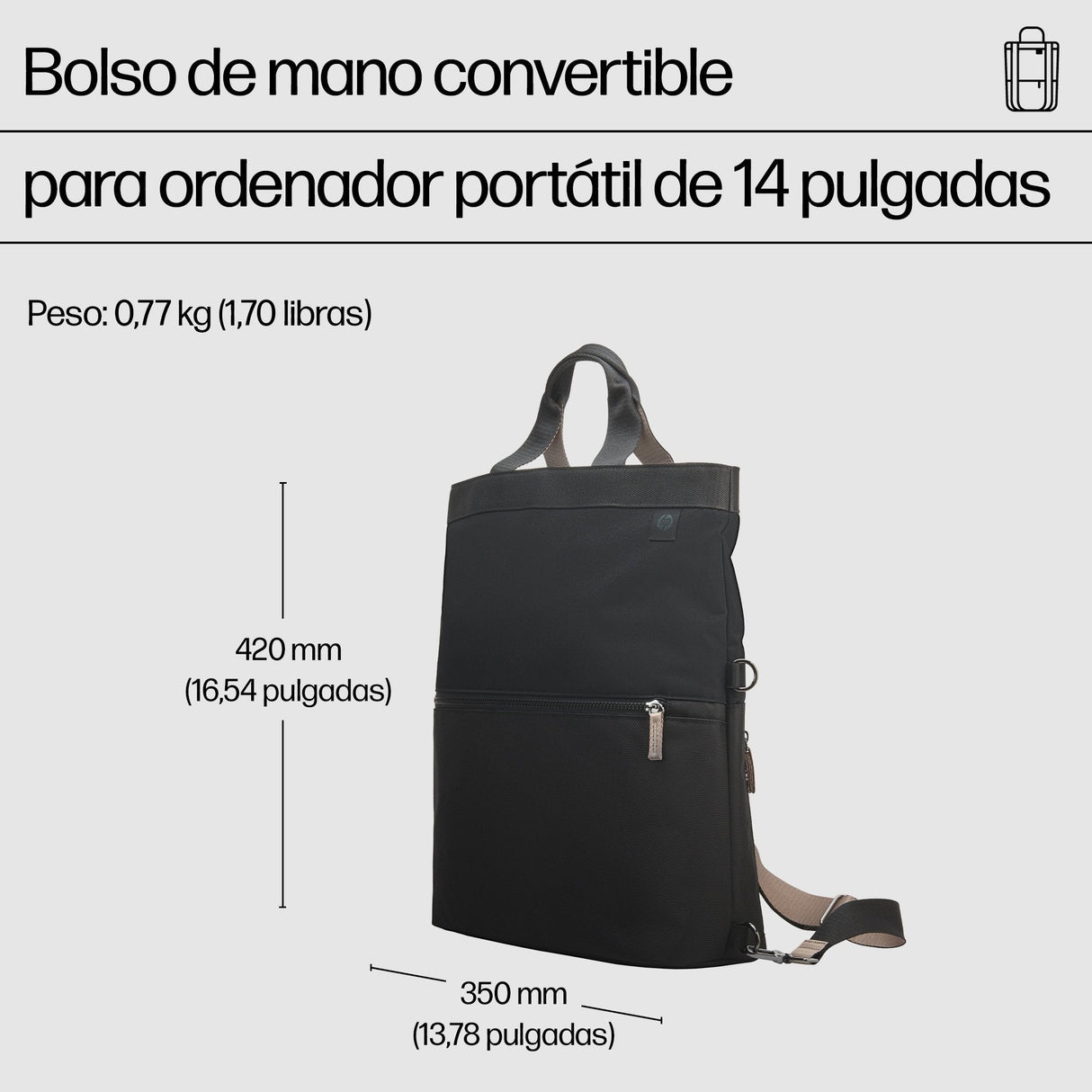 Hp Bolso De Mano De Mochila Para Ordenador Portátil Convertible De 14 Pulgadas