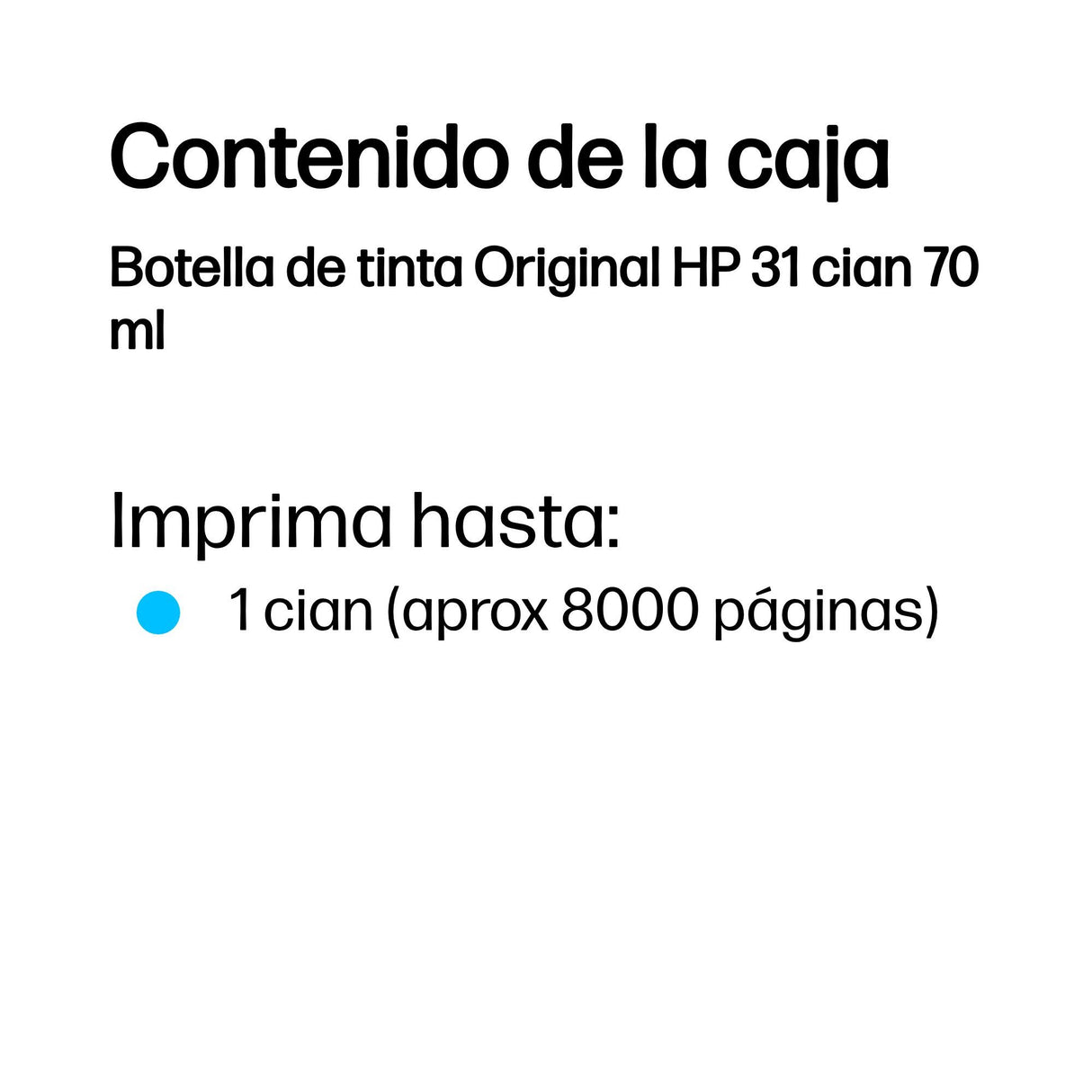 EAN 0191628349487 - HP 31 70ml Cyan Original Bottled Ink Cartridge for Smart Tank SeriesPrinters imagen 3