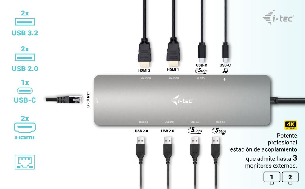 EAN 8595611707155 - i-tec Metal C31NANOHDM2D100 base para portátil y replicador de puertos Alámbrico USB 3.2 Gen 1 (3.1 Gen 1 imagen 7