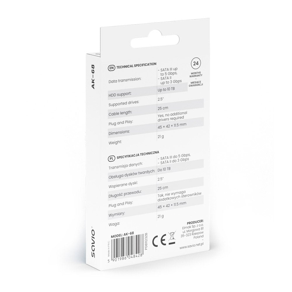 EAN 5901986048428 - Savio K-68 tarjeta y adaptador de interfaz USB 3.2 Gen 1 (3.1 Gen 1) imagen 5