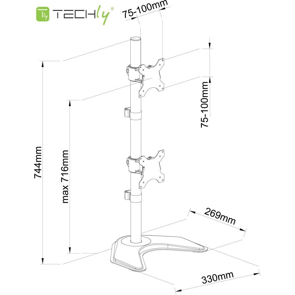 Techly Ica-Lcd 2520v Soporte De Mesa Para Pantalla Plana 68,6 Cm (27") Independiente Negro