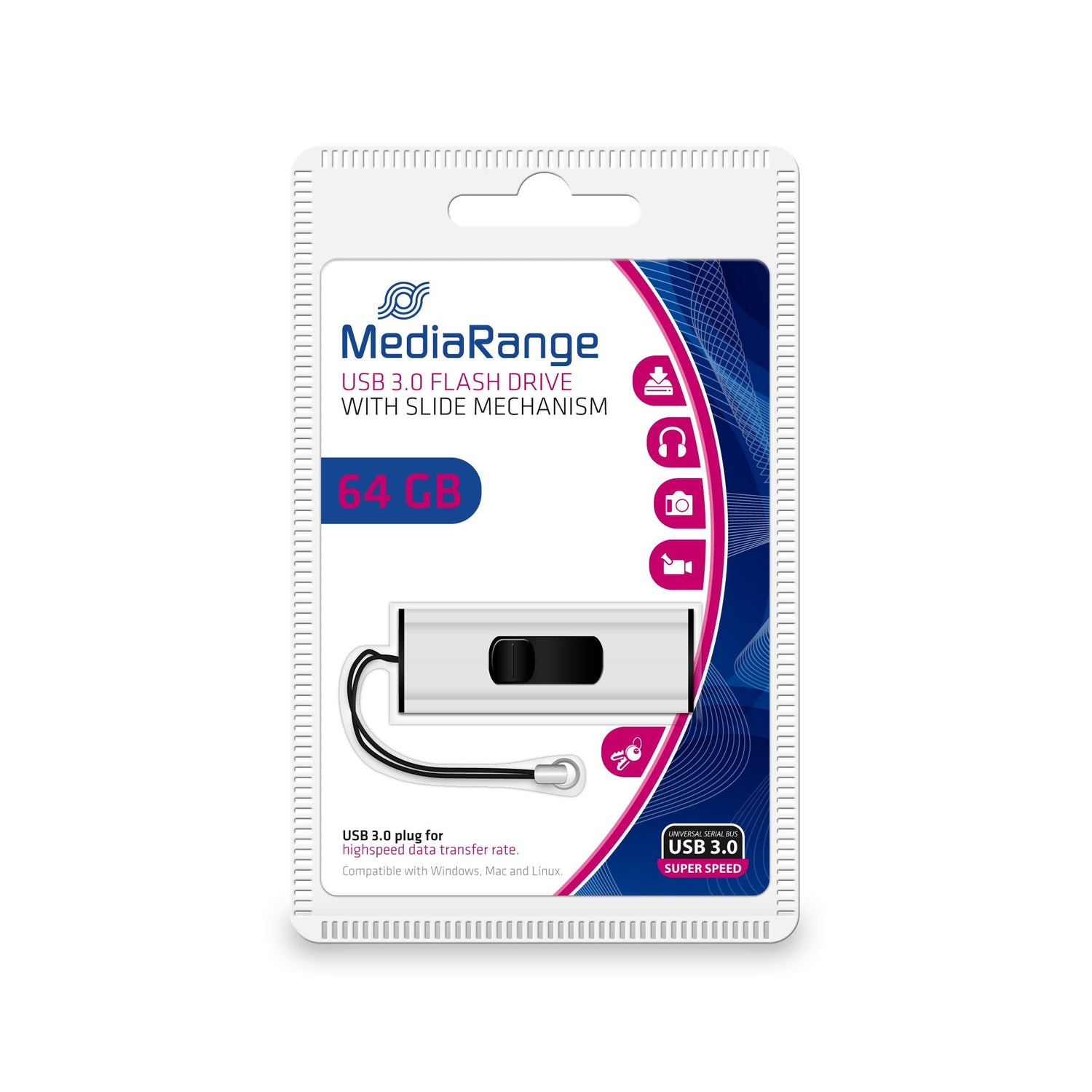 Pendrive Mediarange Mr917 64 Gb Usb Tipo A 3.2 Gen 1 (3.1 Gen 1) Negro, Plata