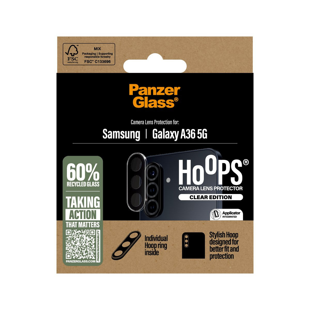EAN 5715685017131 - PanzerGlass ® Hoops® Camera Lens Protector Transparent Samsung Galaxy A36 5G Protector de pantalla 1 piez imagen 3