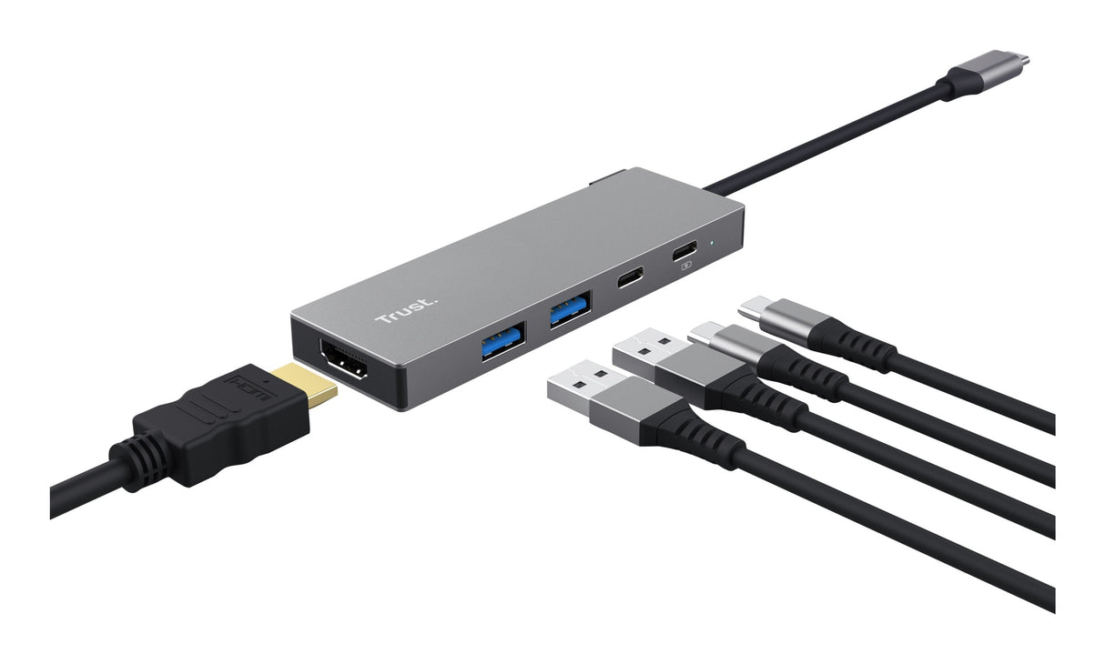 Hub 5 Puertos Usb-C Dalyx Gris Trust 2xusb/ 1xhdmi 2xusb Tipo-C/ Gris