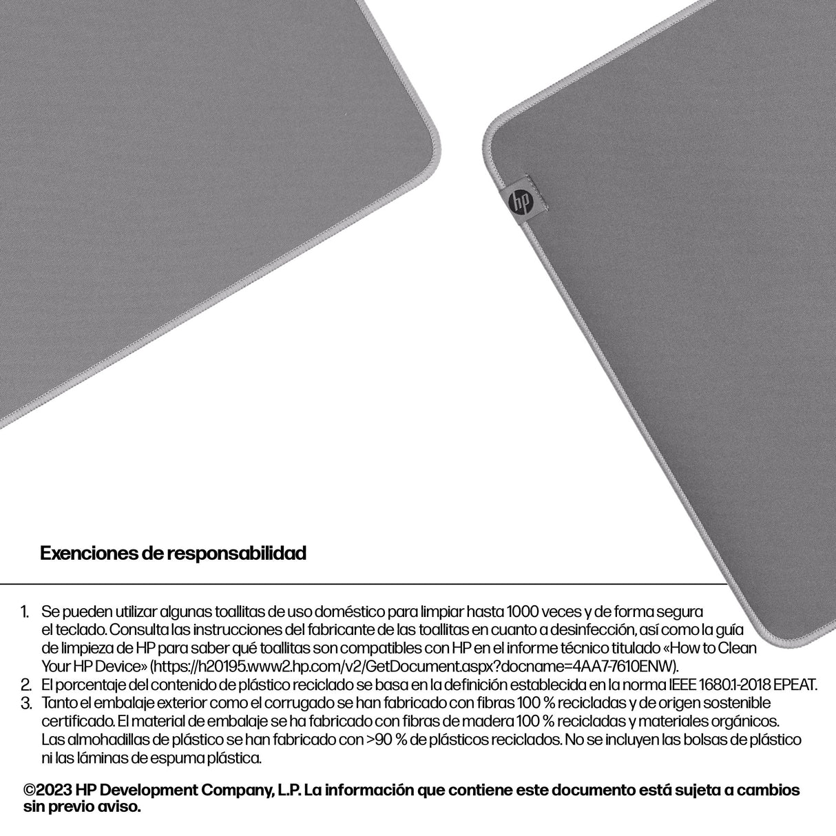 EAN 0197498446783 - HP 200 Sanitizable Desk Mat Gris imagen 5