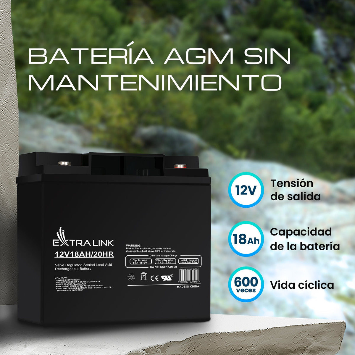 Extralink Akumulator Battery Accumulator Agm 12v 18ah - Batterie - 18.000 Mah Sealed Lead Acid (Vrla) 13,5 V