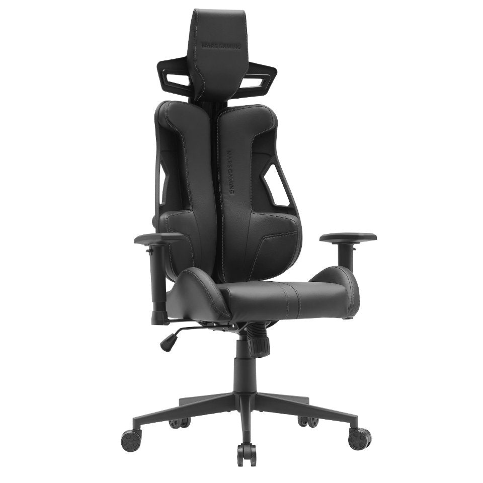 Silla Ergonomica Mars Gaming Mgcelitebgr Cuero Pu Piston De Gas Clase 4 Mas 150kg Negro Costuras Gris