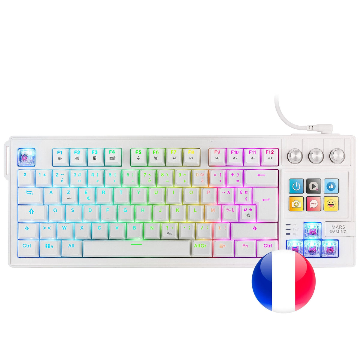 Teclado Gaming Mecánico Mars Gaming Mk-Master Switch Rojo Blanco Incluye Smartdeck