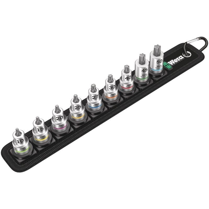Wera Zyklop Juego De Vasos Con Puntas Belt B3 Torx Hf, 3/8", 9 Piezas, Llave De Vaso Negro/Plateado, Con Función De Sujeción 5003972001