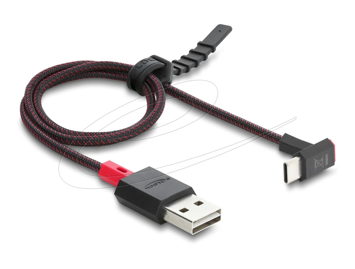 Delock Easy-Usb 2.0 Cable Typ-A Stecker Zu Usb Type-C Stecker Gewinkelt Oben Unten 0,5 M Schwarz