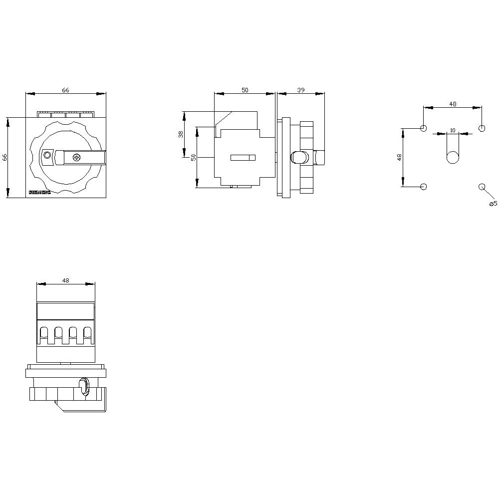 Siemens 3ld20030tk53 Not-Ausschalter 3p 16a 400v 7,5kw Frontbef. 4loch