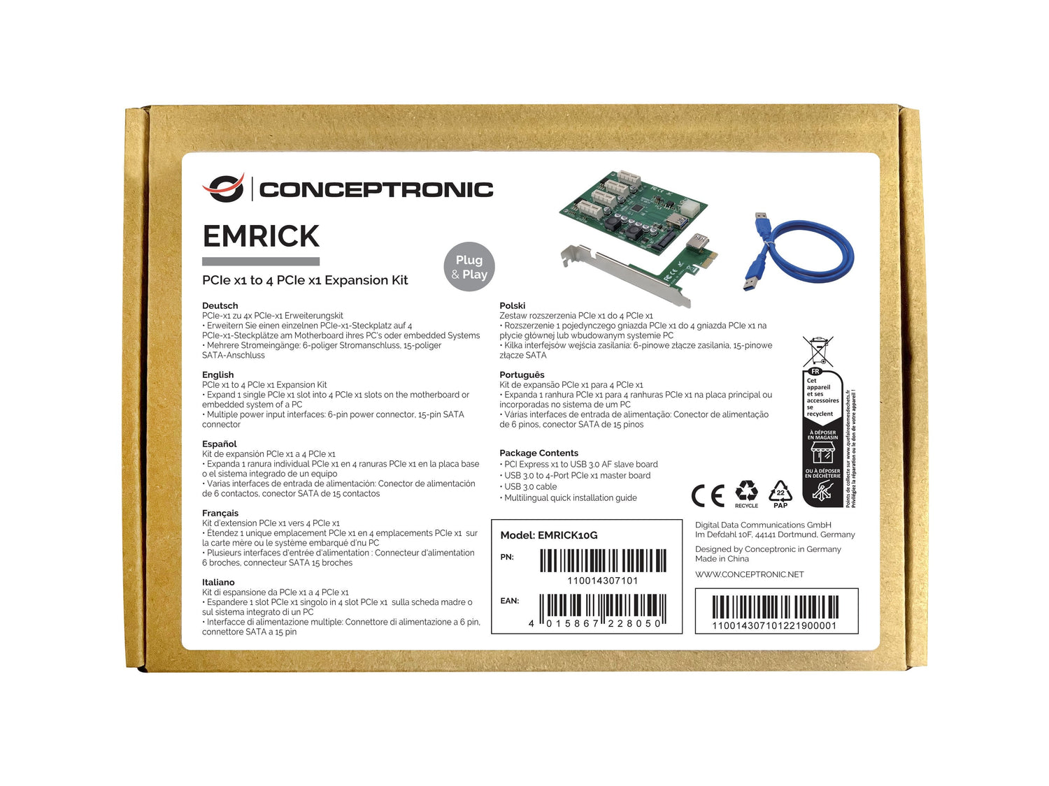 Conceptronic Pci Express Card Pcie X1 To 4 Pcie X1 Expan.Kit