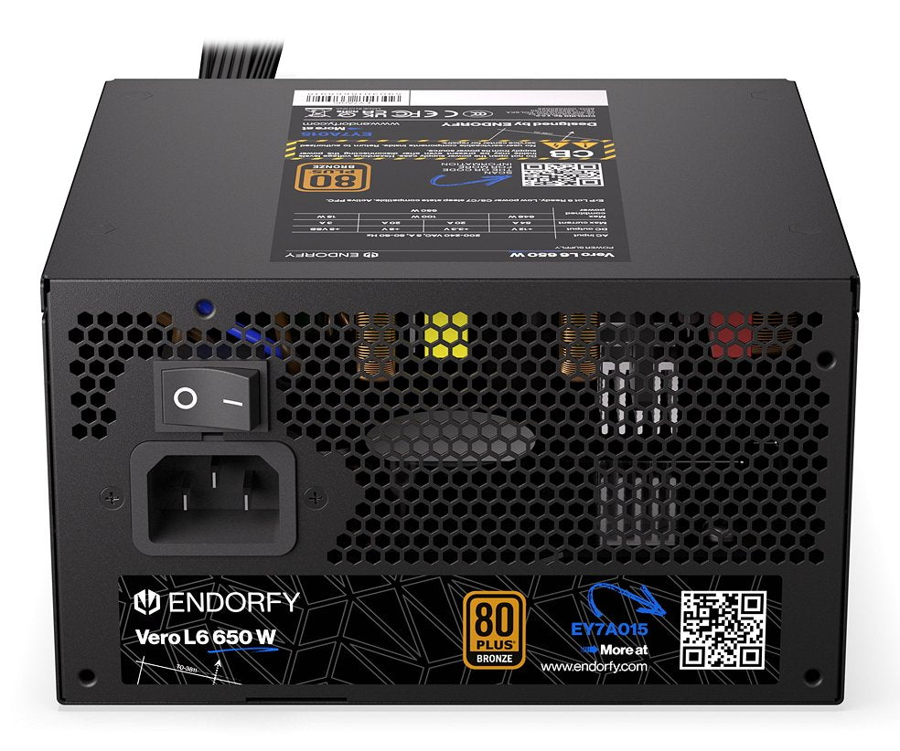 Endorfy Vero L6 650 W (Negro, 1x 12-Pin High Power Gpu, 2x Pcie, 650 Watt) Ey7a015