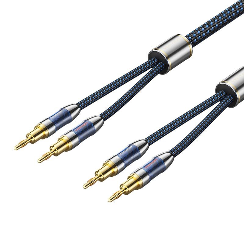Cable Estéreo Vention Blbli 2x Banana Macho 2x Banana Macho 3m Azul Y Negro