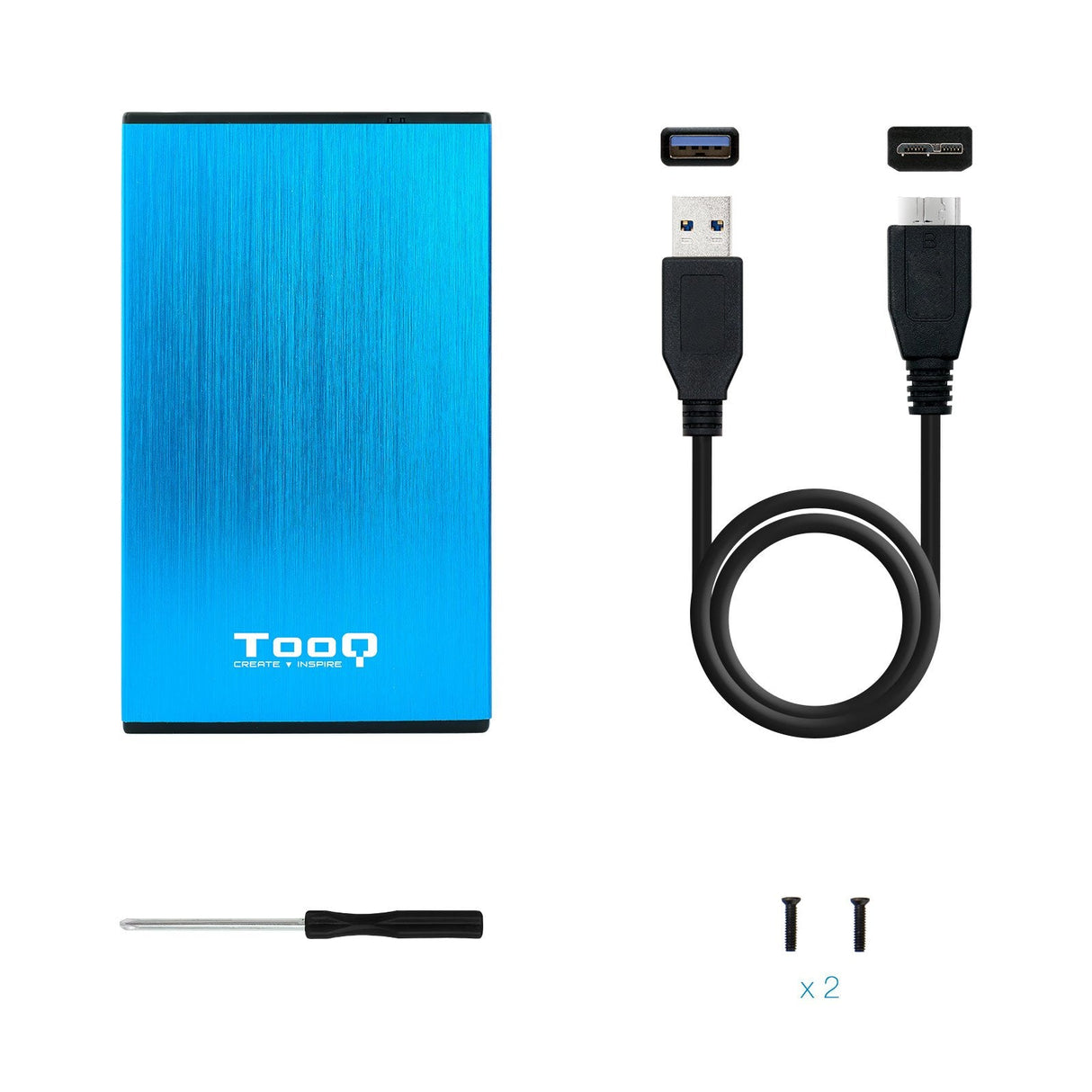 Tooq Carcasa Externa Hdd/Sdd 2.5" Hasta 9,5mm Sata Usb 3.0 - Azul