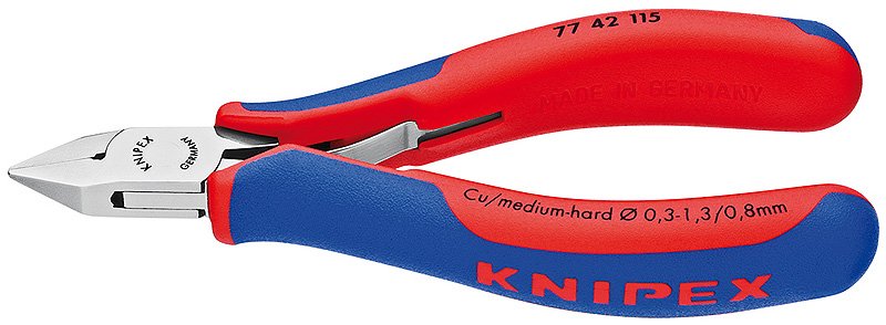 Knipex Alicates Para Electrónica 77 42 115 (Rojo/Azul, Doble Resorte De Baja Fricción)