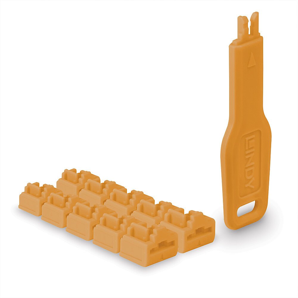 EAN 4002888478977 - Lindy 47897 bloqueador de puerto Bloqueador de puerto + clave RJ-45 Naranja Acrilonitrilo butadieno estir imagen 1