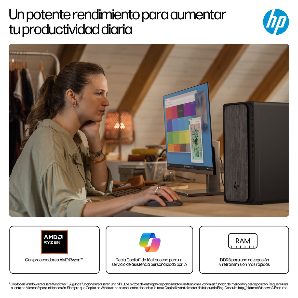 EAN 0199251514944 - HP OmniDesk M02-0012ns PC AMD Ryzen™ 5 8500G 16 GB DDR5-SDRAM 1 TB SSD Windows 11 Home Torre AI PC Gris imagen 7