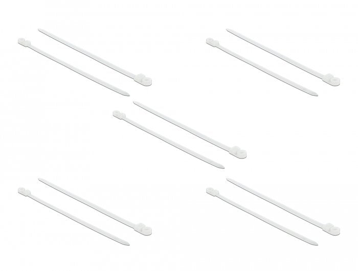 Delock Cablebinder Mit Befestigungsöse L 300 X B 7,6 Mm Weiss 10 Stück