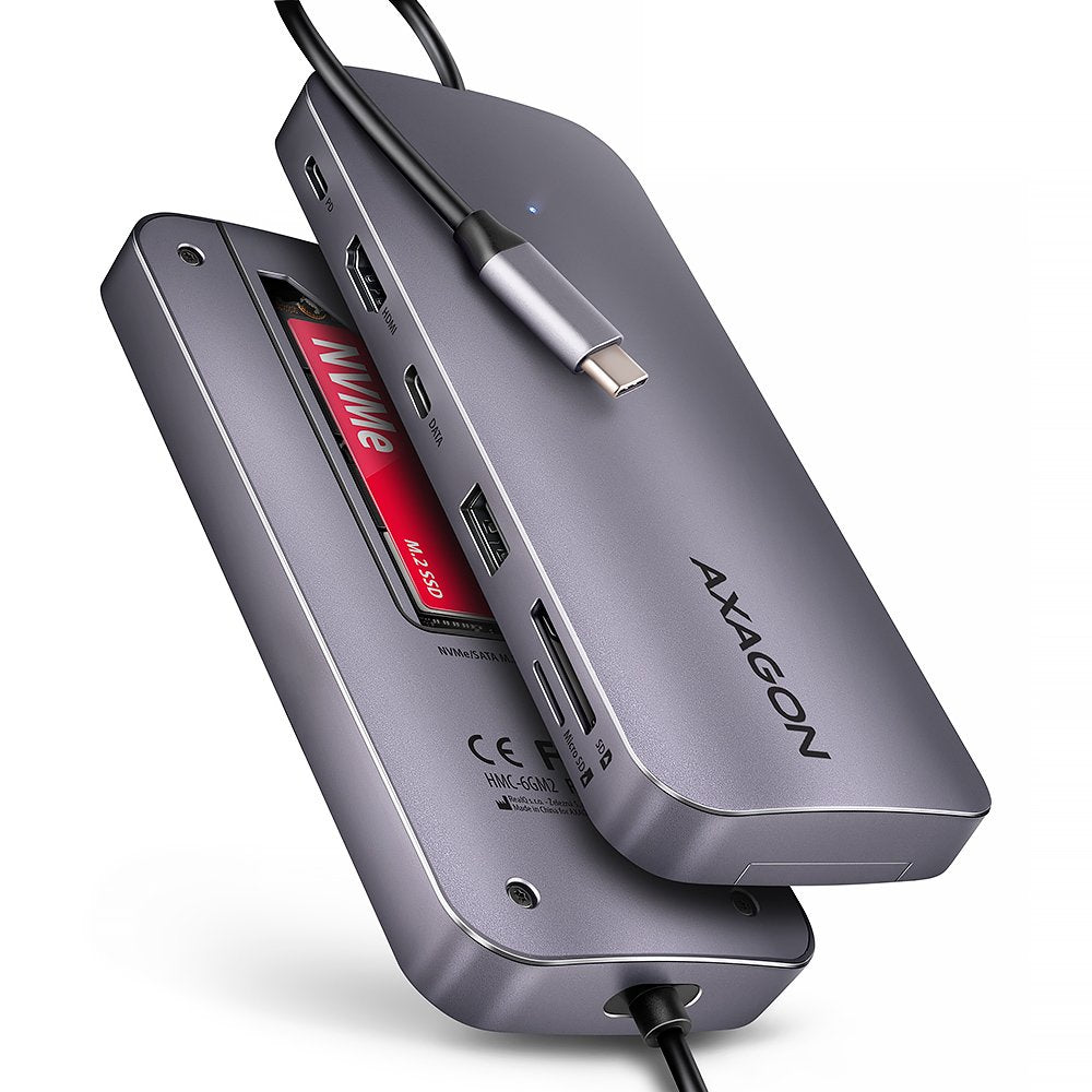 EAN 8595247907462 - Axagon HMC-6GM2 USB 10Gbps hub USB-A USB-C HDMI M.2 SD/mSD PD 100W USB-C Alámbrico USB 3.2 Gen 2 (3.1 Gen imagen 1