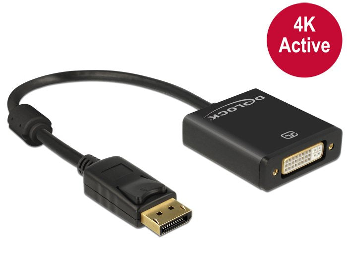 Delock Adaptador Displayport 1.2 Plug > Dvi 24+5 Socket Black 4k Active