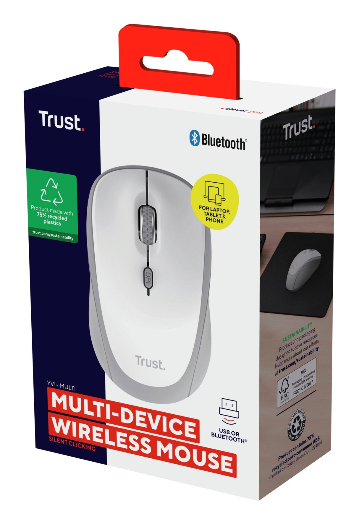 EAN 8713439254549 - Trust Yvi+ ratón Universal Ambidextro RF Wireless + Bluetooth Óptico 1600 DPI imagen 5