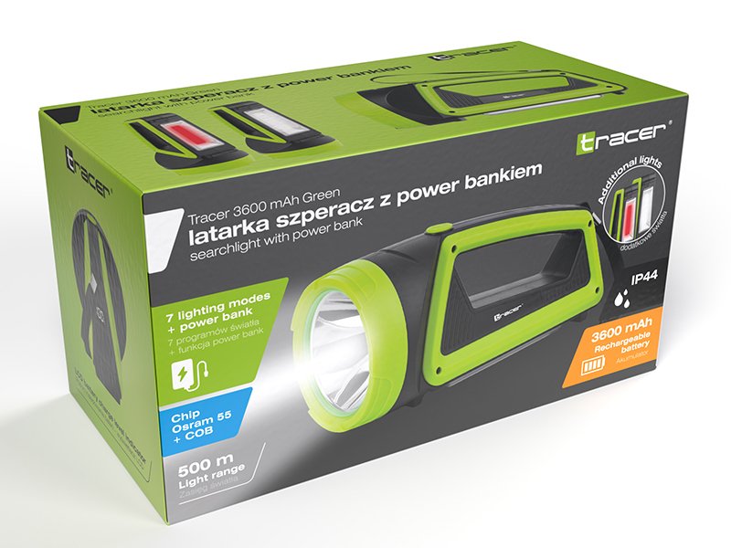 Tracer Flashlight 3600mah Verde With Power Bank