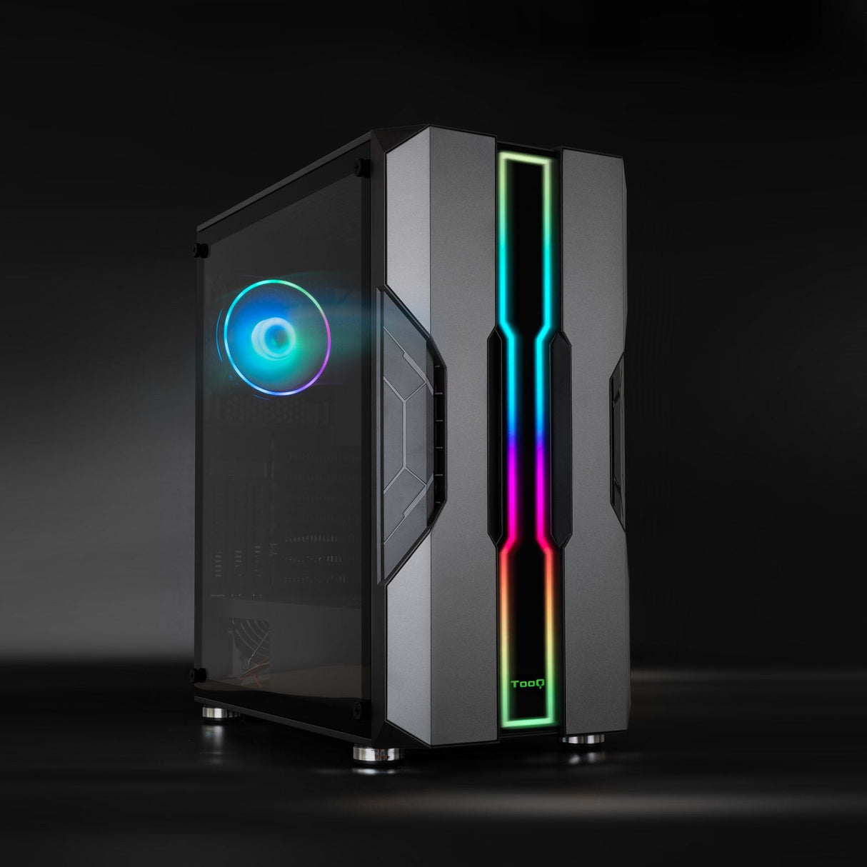 Tooq Nightcity Caja Semitorre Gaming Eatx/Atx/Micro-Atx/Mini-Itx - Panel Lateral Cristal Templado - Tamaño Disco