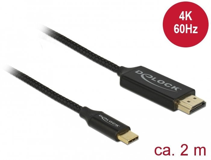Delock Cable Usb Tipo-C Macho > Hdmi-A Macho 4k 60 Hz 2 M Negro