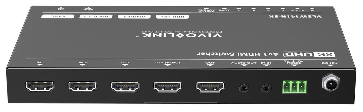 Hdmi Switcher 4x1 8k@60hz With Rs232 Control, Earc And