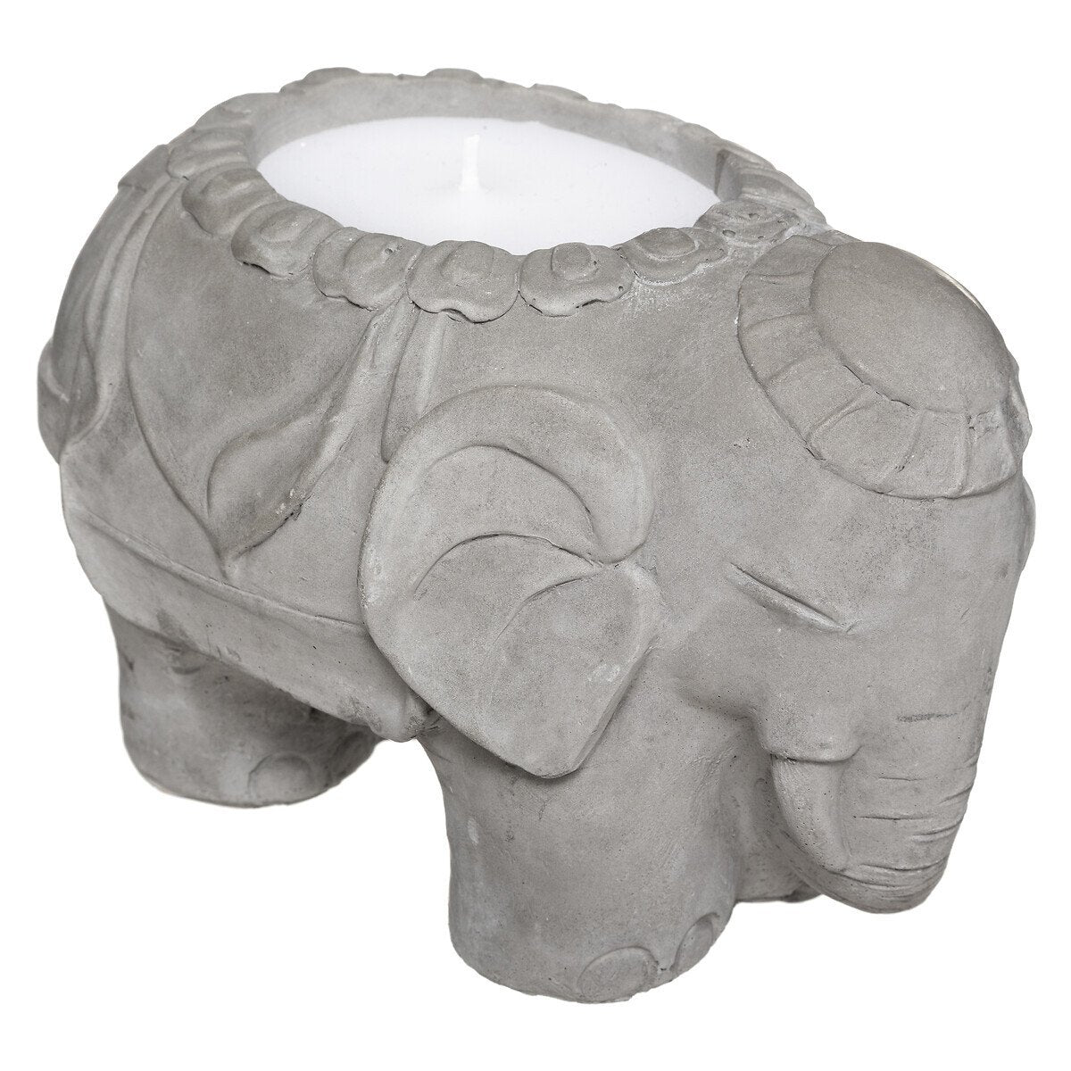 Vela Decorativa Con Citronella. Recipiente De Cemento. Modelo Elefante 180g 10x16,5x11cm