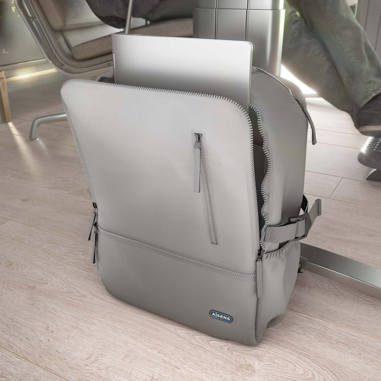 Aisens Mochila Deportiva Repelente Al Agua Para Portatil 15,6, Gris