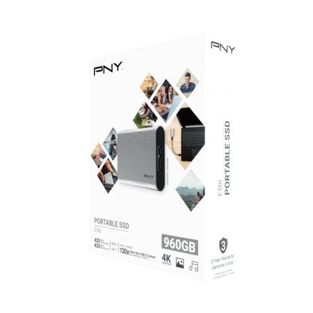 Pny Disco Duro Externo Elite Ssd 960gb Cs1050 Usb 3.0 Plata