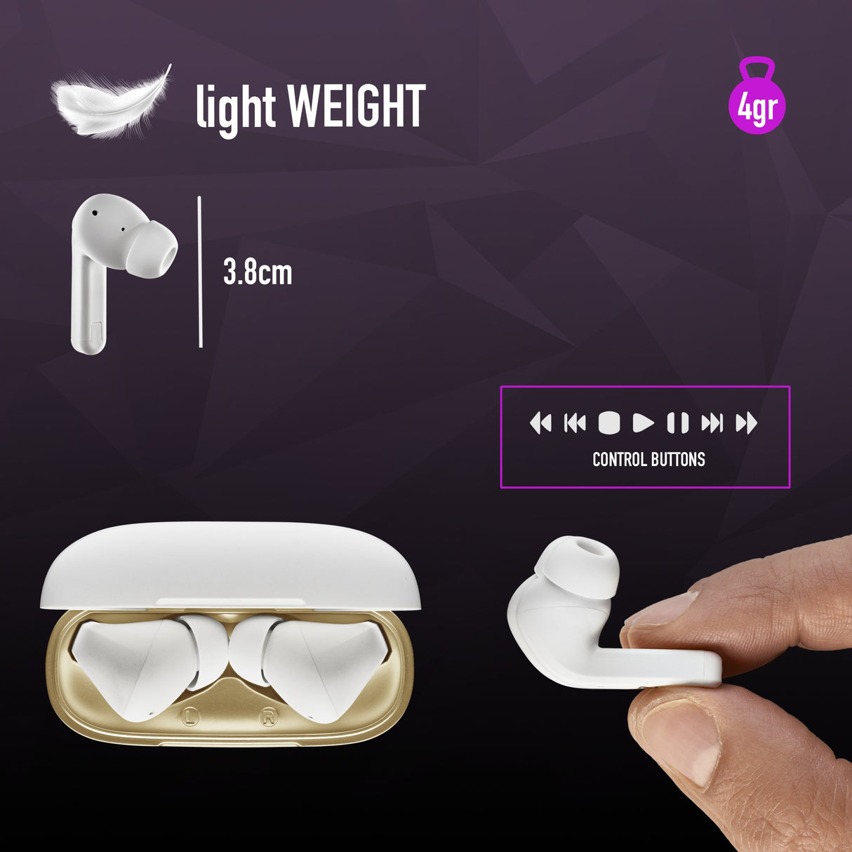 EAN 8435430620221 - NGS ARTICA TROPHY Auriculares Inalámbrico Dentro de oído Llamadas/Música USB Tipo C Bluetooth Oro, Blanco imagen 12